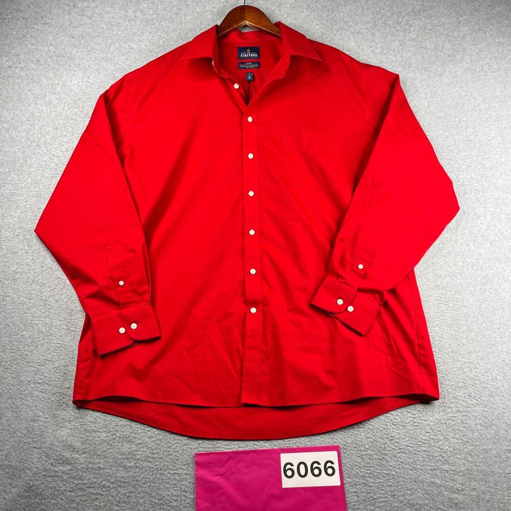 Stafford Traveler Performance Super Shirt Button Up Long Sleeve Mens 18 Reg *SEE